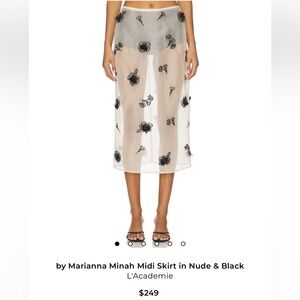L'Academie Sheer Midi Skirt in Black and Cream